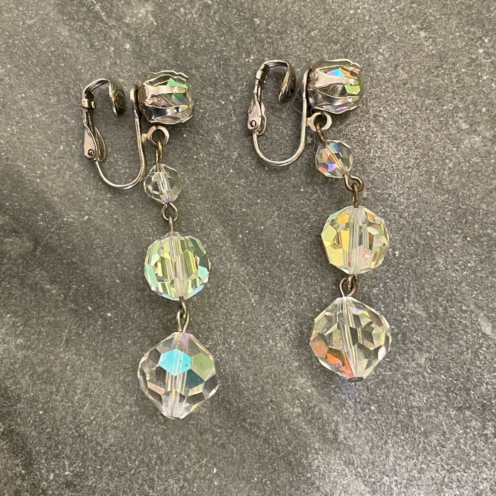 Vintage Prism Crystal Drop Beaded Earrings